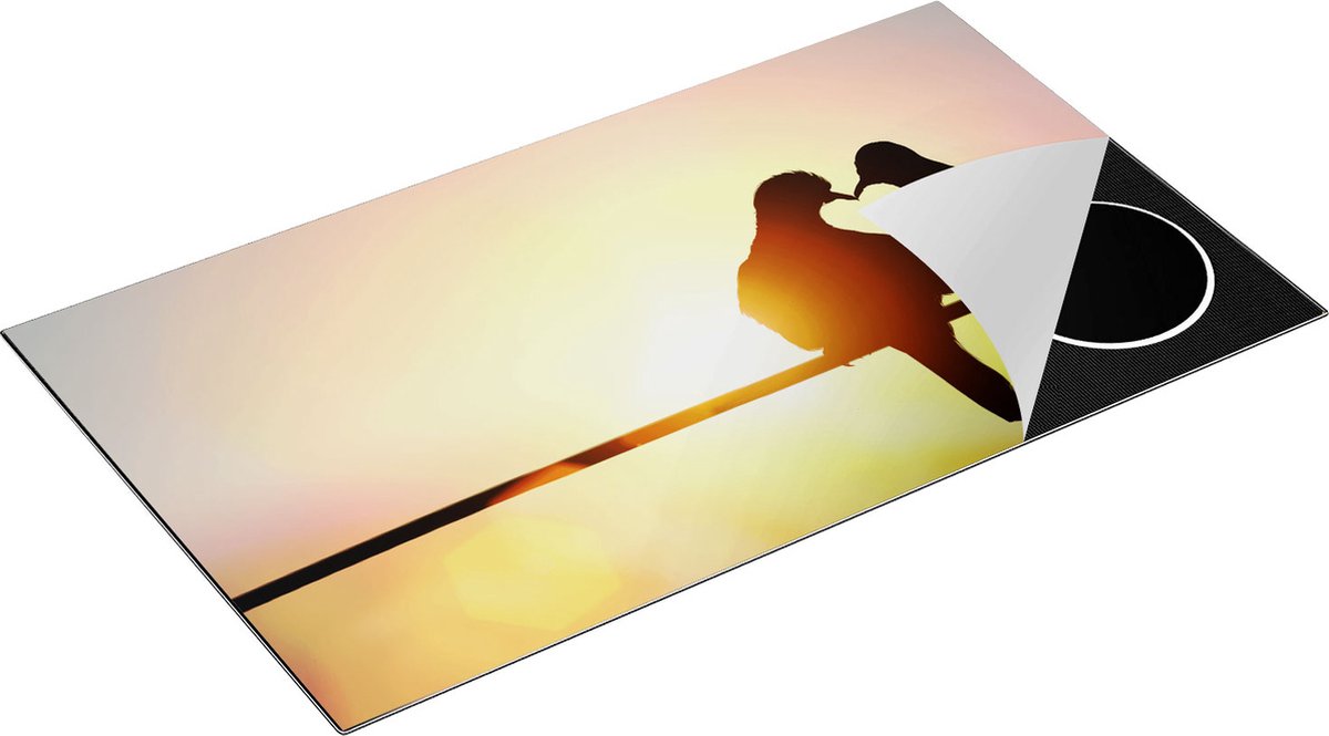 Chefcare Inductie Beschermer Twee Silhouet Vogels in een Hart Vorm - 91,6x52,7 cm - Afdekplaat Inductie - Kookplaat Beschermer - Inductie Mat