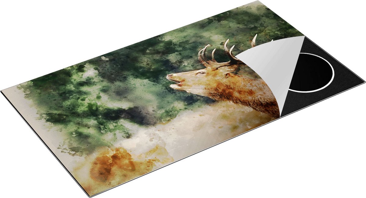 Chefcare Inductie Beschermer Hert Aquarel - Abstract - 95x55 cm - Afdekplaat Inductie - Kookplaat Beschermer - Inductie Mat