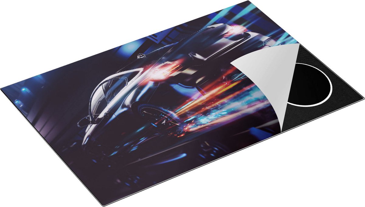 Chefcare Inductie Beschermer Zwarte Raceauto - Abstract - 80,2x52,2 cm - Afdekplaat Inductie - Kookplaat Beschermer - Inductie Mat