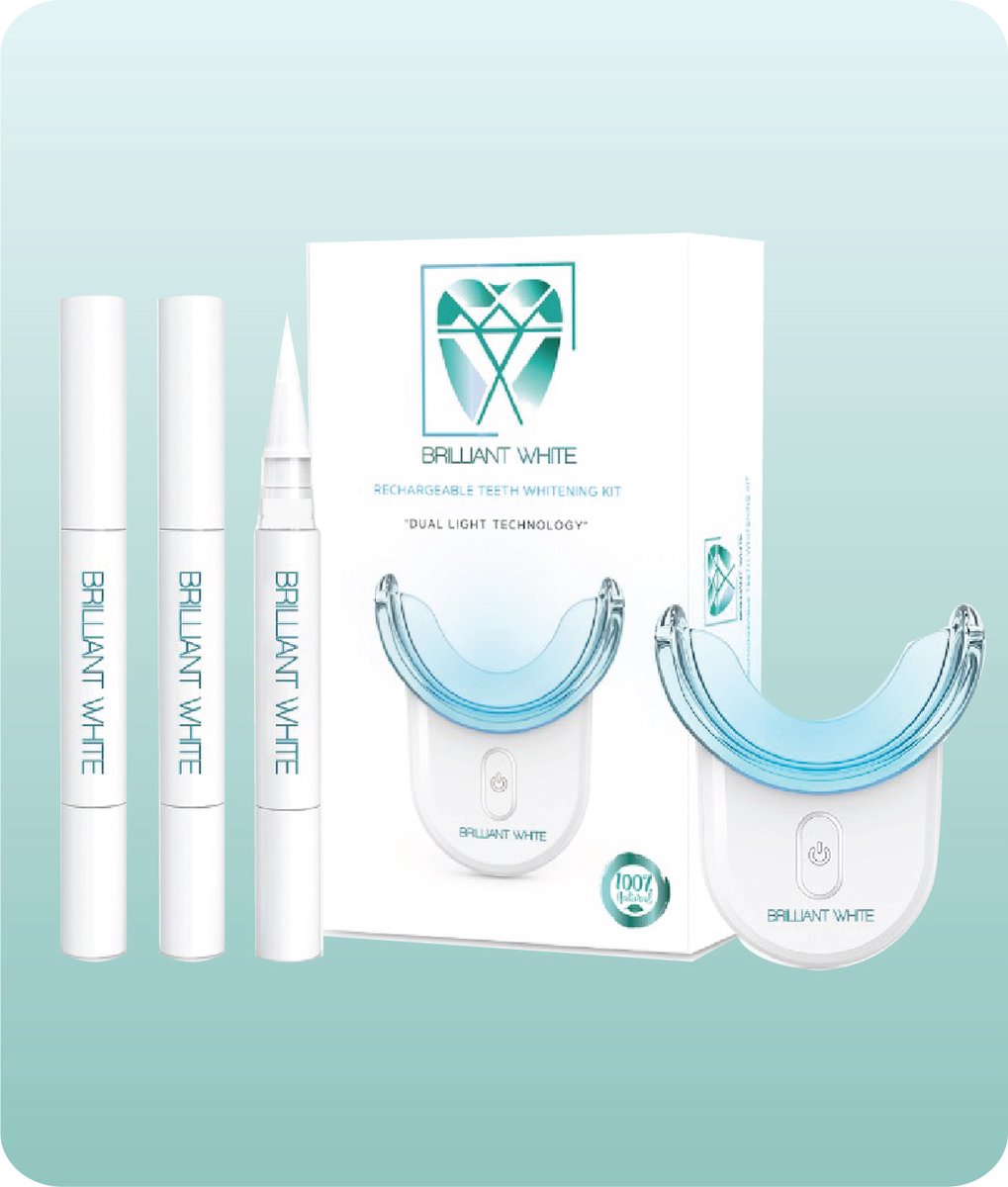 Brilliant White® Luxe Tandenbleekset - Zonder Peroxide (0%) - Wittere Tanden - 100% Natuurlijk - Tanden Bleken - Tandenblekers - Teeth Whitening Kit - Geen Gevoelige Tanden
