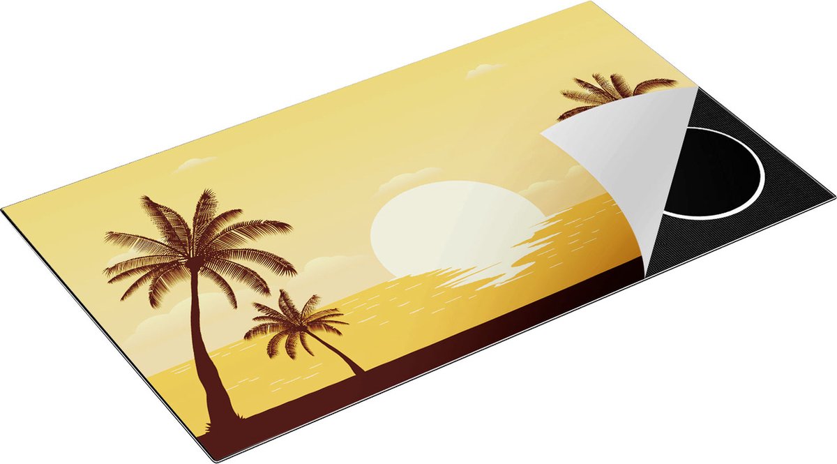 Chefcare Inductie Beschermer Zonsondergang met Palmbomen - Abstract - 90x52 cm - Afdekplaat Inductie - Kookplaat Beschermer - Inductie Mat