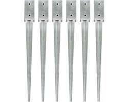 vidaXL - Grondpinnen - 6 - st - 7x7x75 - cm - gegalvaniseerd - staal - zilverkleurig