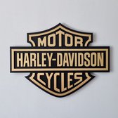 Harley Davidson - logo - wand paneel - vrachtwagen - woning - bedrijf - motor- goudkleurig - zwart