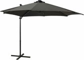 vidaXL - Zweefparasol - met - paal - en - LED-verlichting - 300 - cm - antracietkleur