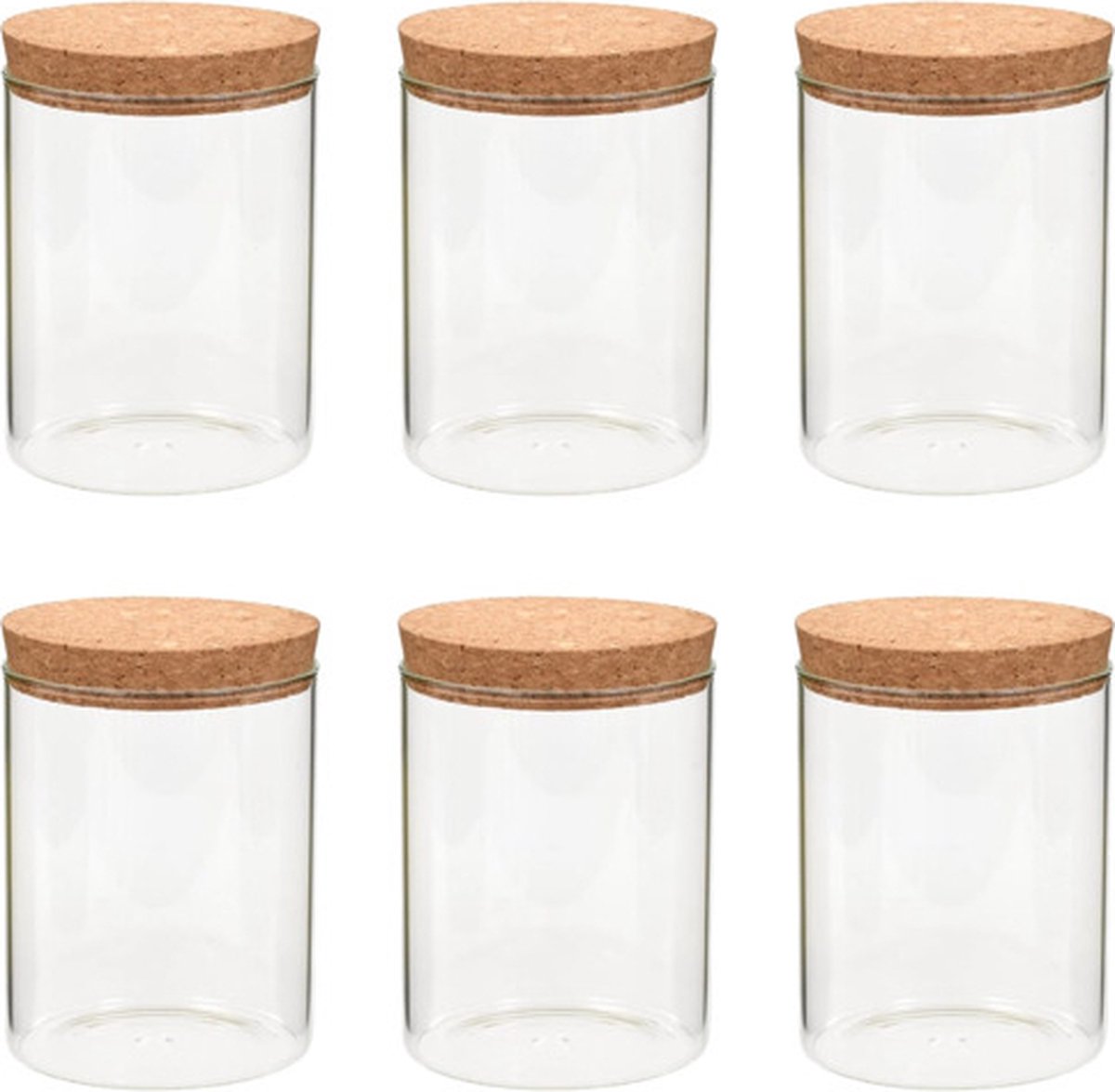 vidaXL Opbergpotten met kurken deksel 6 st 650 ml glas