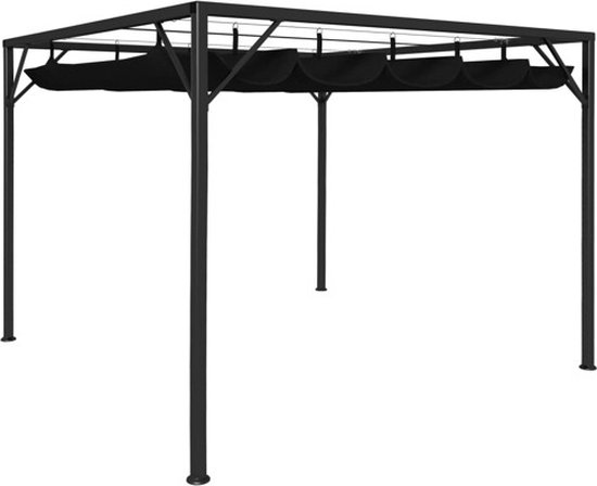 vidaXL - Tuinprieel - met - uittrekbaar - dak - 3x3 - m - antraciet