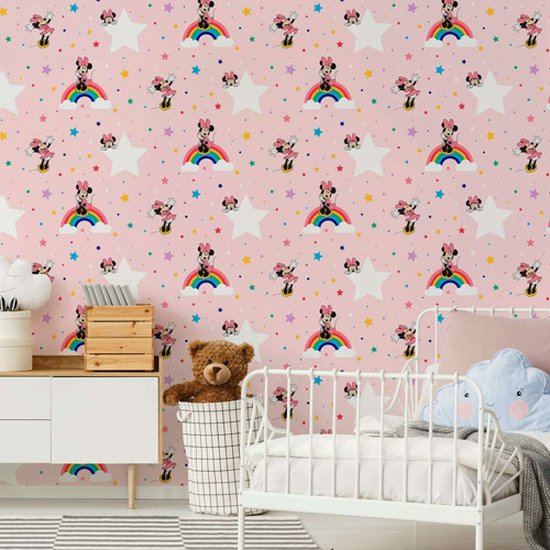 Behang Disney - Minnie Mouse - Roze - Behangpapier - Kinderkamer - Babykamer  | bol.com