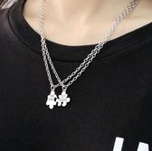 Fler® | Roestvrij Staal Puzzel ketting Beste Vrienden | Paar Ketting | Relatie cadeau | Best Friends | Kerst cadeau | Sieraden set