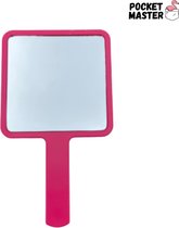 PocketMaster® Make-Up Spiegel / Handspiegel met Handvat - Roze - Klein - Compact - Handzaam - 8,0 X 8,0 cm Spiegeloppervlak