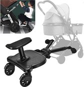 Meerijdplankje universeel buggy/Kinderwagen - Kinderwagen accessoire met afneembaar zitje van hoogwaardige kwaliteit - Verstelbaar meerijdplankje