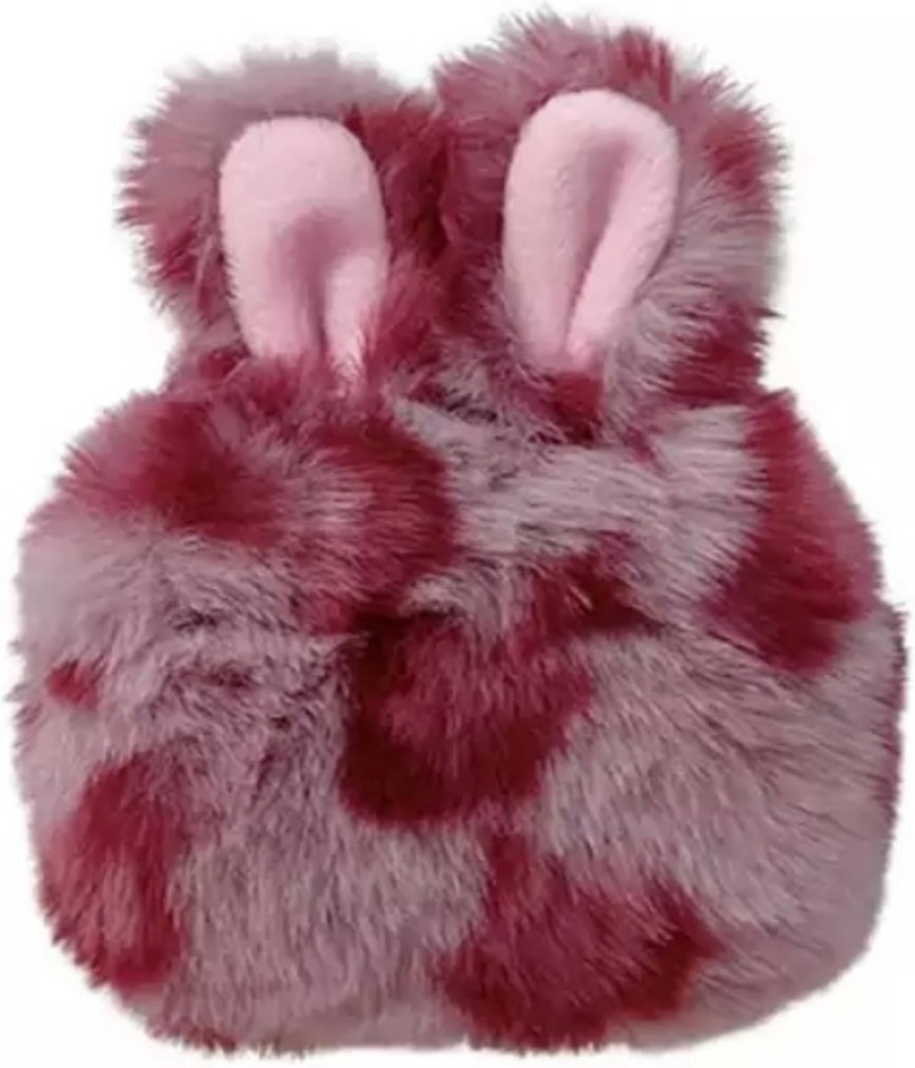 Casies Bunny Apple AirPods Pro case - Panterprint Roze - konijnen hoesje softcase - Pluche / Fluffy