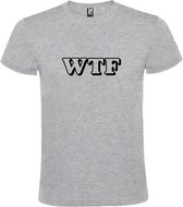 Grijs T-shirt ‘WTF’ Zwart maat XL