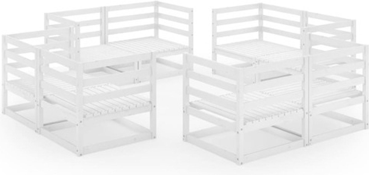 VidaXL balkon loungeset massief grenenhout wit 8-delig