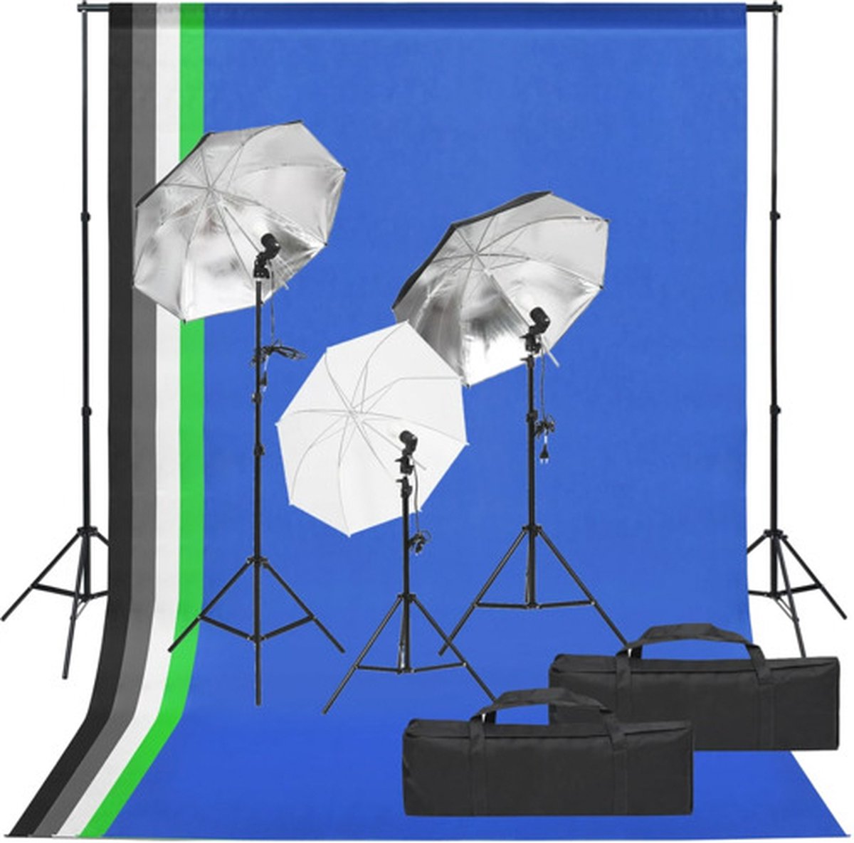 vidaXL - Fotostudioset - met - verlichtingsset - en - achtergrond