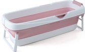 Livista® - Opvouwbaar XXL Bad - Roze - Zitbad - Inklapbaar - Bath Bucket - 158 CM LANG - XXL - Incl. Onderwater LED Lichten en Rugkussen