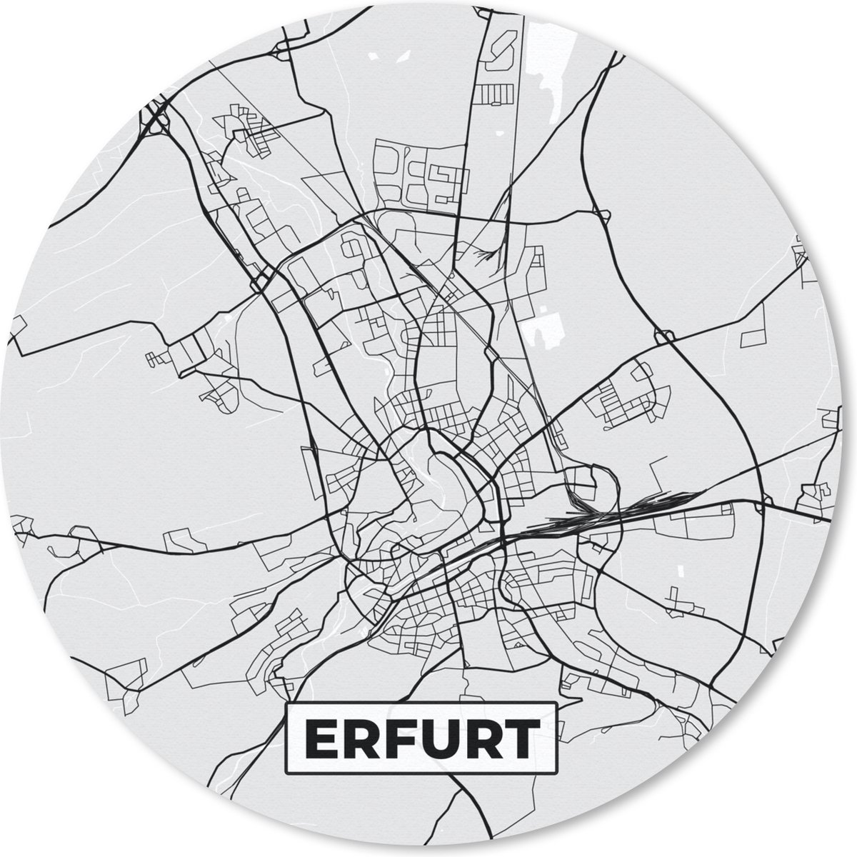 Muismat rond 30x30 cm - Mousepad Kaart - Stadskaart - Duitsland - Plattegrond - Erfurt - Ronde muismatten - Stadskaart