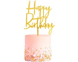 Happy Birthday TaartTopper Goud TaartDecoratie Cake Topper Taart Topper Decoratie Verjaardag Versiering Goud – 1 Stuk