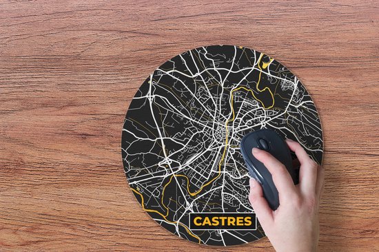 Muismat rond 40x40 cm - Mousepad Kaart - Stadskaart - Plattegrond - Castres - Frankrijk - Ronde muismatten - Stadskaart