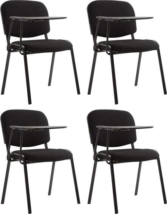 CLP Ken Set van 4 stoelen - Met klaptafel - Stof zwart
