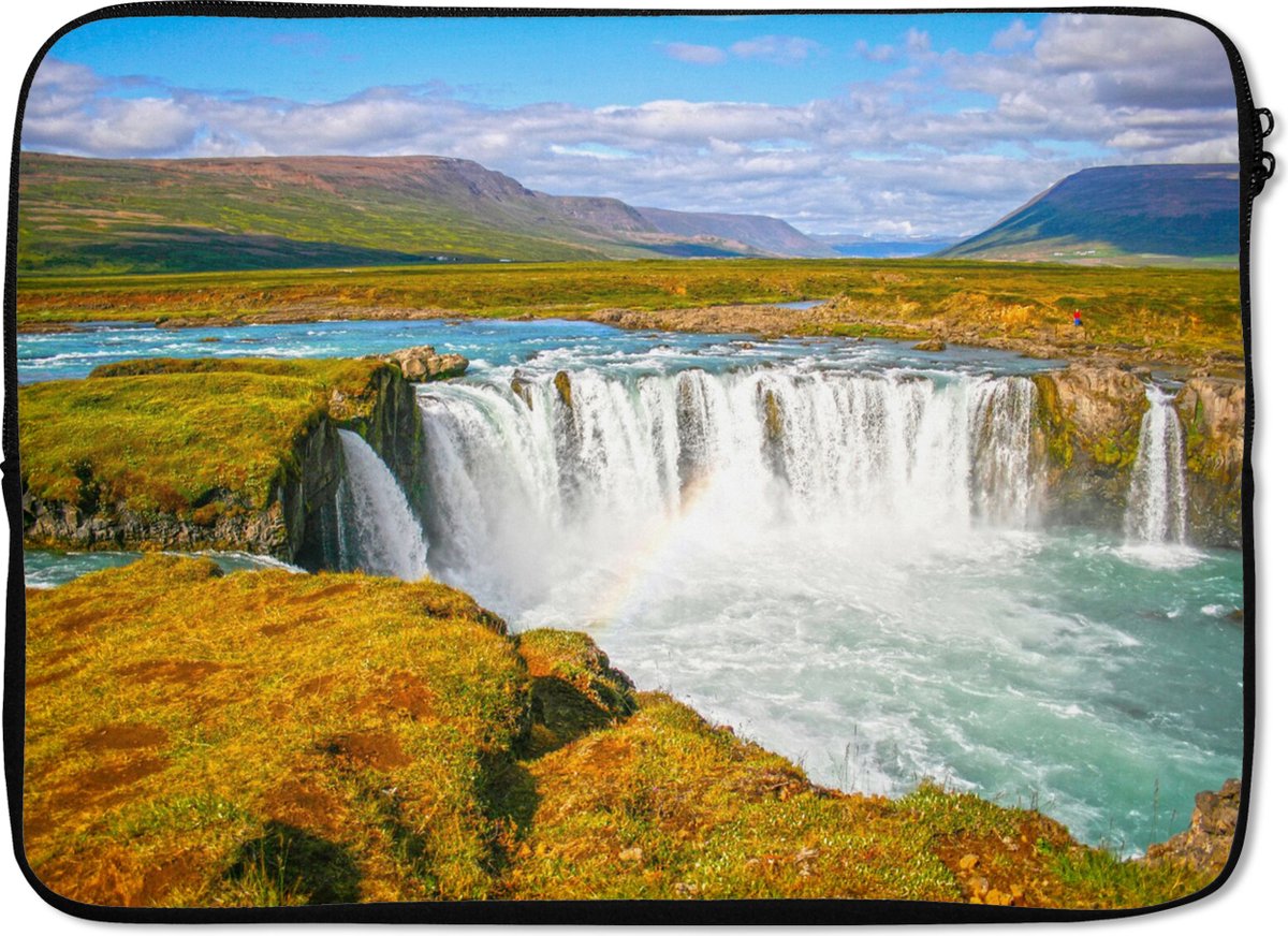 Laptophoes 13 inch - Waterval - Water - Natuur - Laptop sleeve - Binnenmaat 32x22,5 cm - Zwarte achterkant