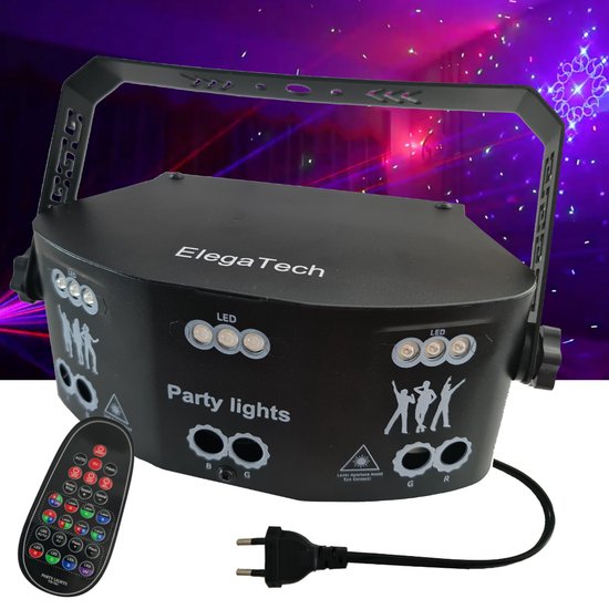 ElegaTech 15 Eye Stage Light avec effets Stroboscope, Lasers, lampe UV et  boule disco