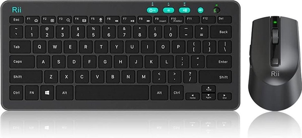 Rii RKM709 draadloos compact toetsenbord en muis 2in1 desktop set - QWERTY/US