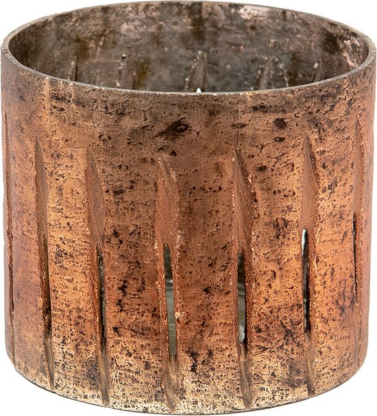 Clayre & Eef Porte-bougie Ø 13x11 cm Couleur cuivre Verre Rond Porte-bougies