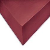 Luxe Katoen/Satijn Eenpersoons Hoeslaken Extra Lang Rood | 90x210/220| Subtiel Glazend En Zijdezacht | Ademend En Juiste Pasvorm