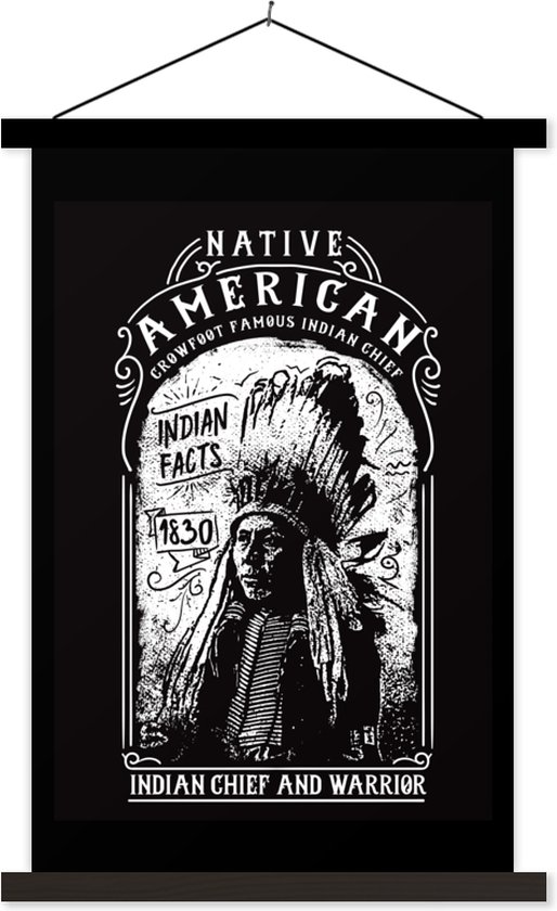 Affiche scolaire - Indien - Vintage - Zwart - Wit - 60x90 cm - Lattes noires