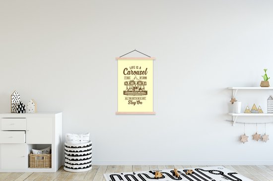 Porte-affiche avec affiche - Affiche scolaire - Fair - Jaune - Vintage - 60x90 cm - Lattes vierges - Cadeau Vaderdag - Cadeau - Cadeau pour lui - Astuce - Homme