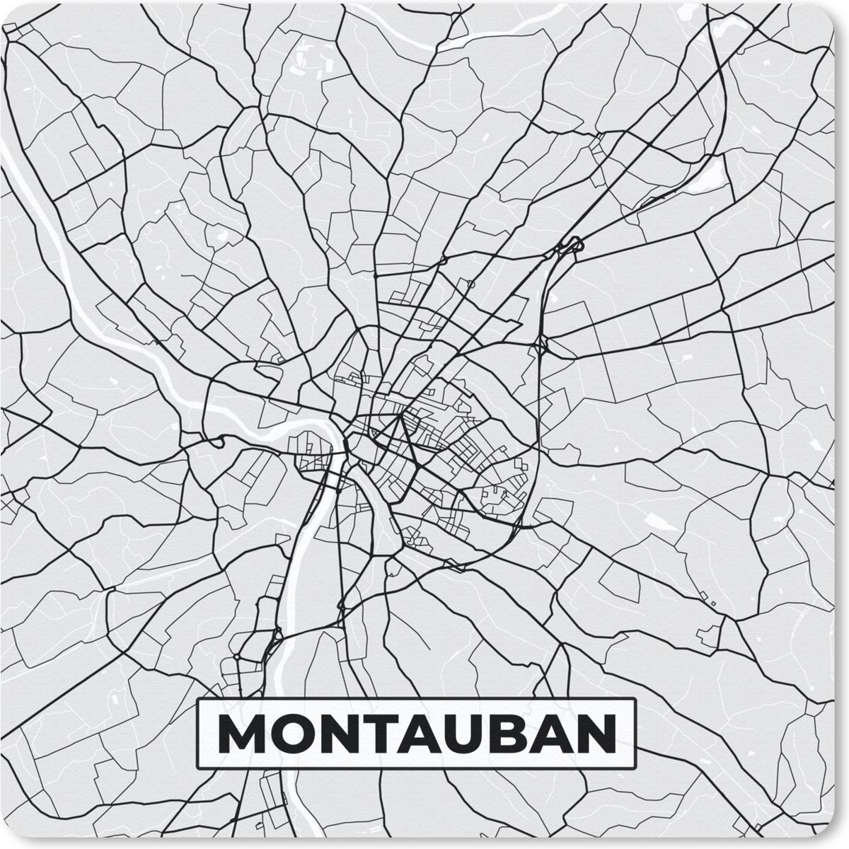 Muismat Klein - Kaart - Stadskaart - Montauban - Plattegrond - Frankrijk - 20x20 cm