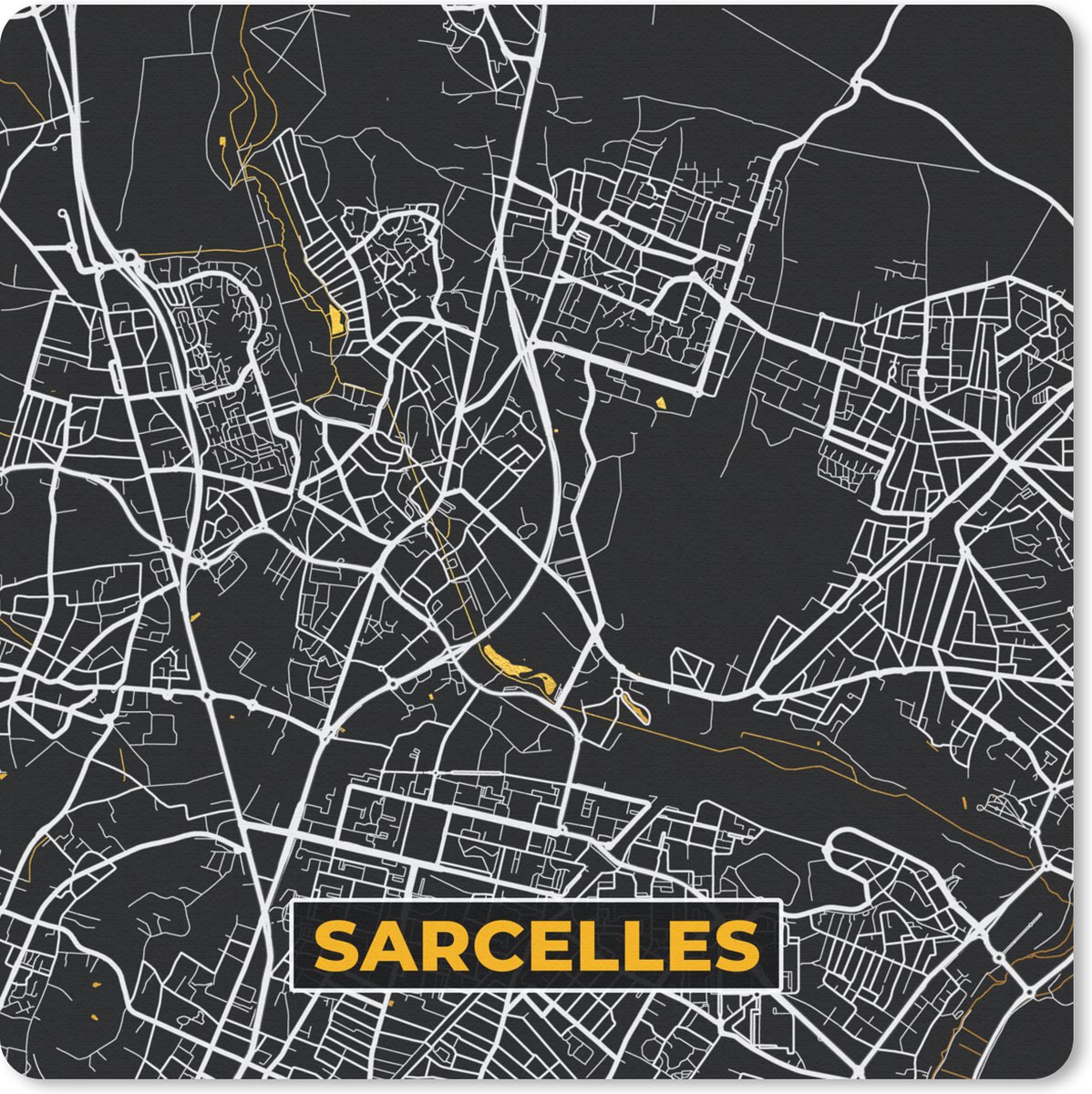 Muismat 20x20 cm - Mousepad Plattegrond – Sarcelles – Stadskaart – Kaart – Frankrijk - Muismatten - Stadskaart