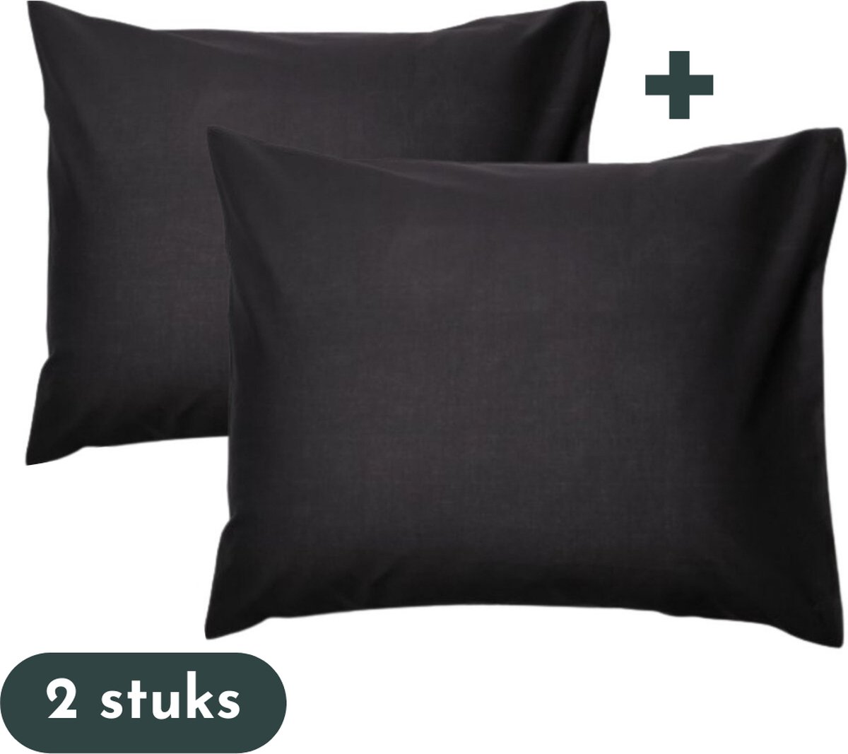 Slaaptextiel Kussenslopen - Hotelkwaliteit - Set van 2 Stuks - Zwart - 60x70cm - 100% Katoen - Hotelsluiting