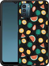 Nokia G11/G21 Hoesje Zwart Tropical Fruit - Designed by Cazy