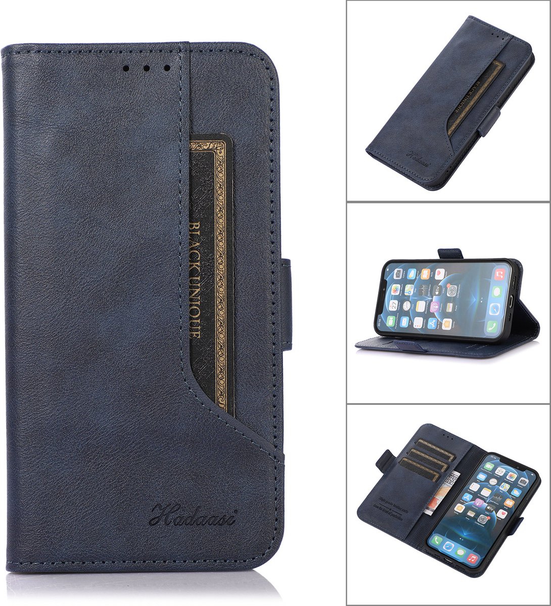 Bookcase geschikt voor Apple iPhone 13 – PU Lederen Telefoonhoesje – Pasjeshouder - Blauw