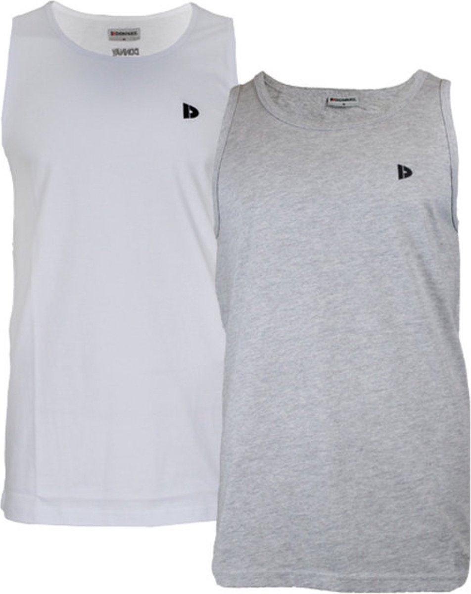 2-Pack Donnay - Muscle shirt (James) - Tanktop - Heren - White/Light Grey-marl (468) - maat S