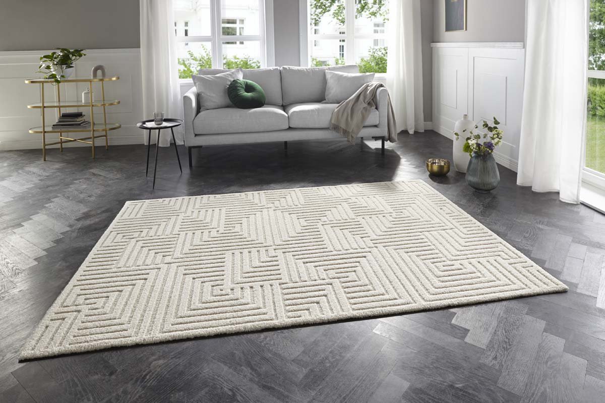 Laagpolig vloerkleed Manipu Elle Decoration - crème 120x170 cm