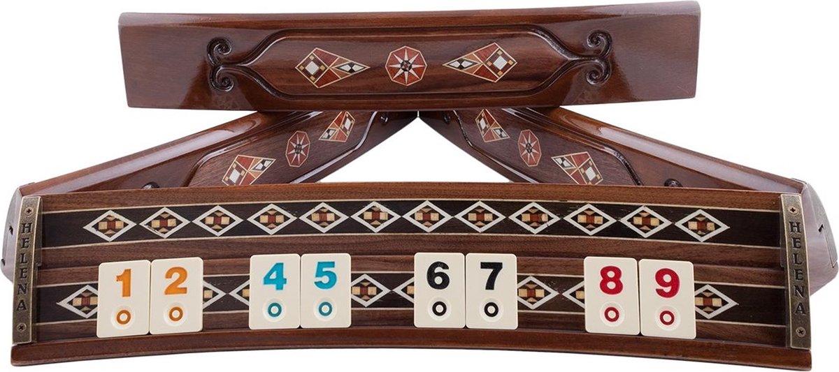 Handgemaakte ovale rummy speelset - Okey - 100% Hout - Luxe uitgave - Inclusief tas - Rummi - Bordspel - Okey Takimi