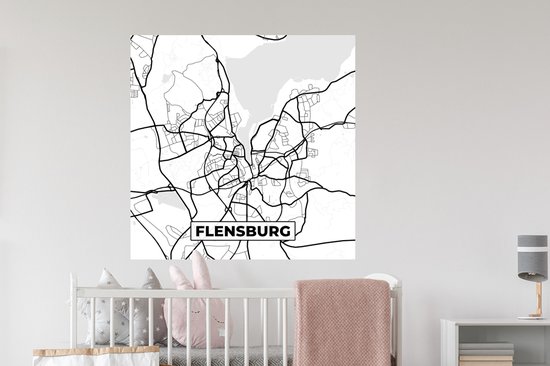 Stickers muraux - Flensbourg - Carte - Carte - Plan de la ville - 100x100 cm - Feuille adhésive XXL