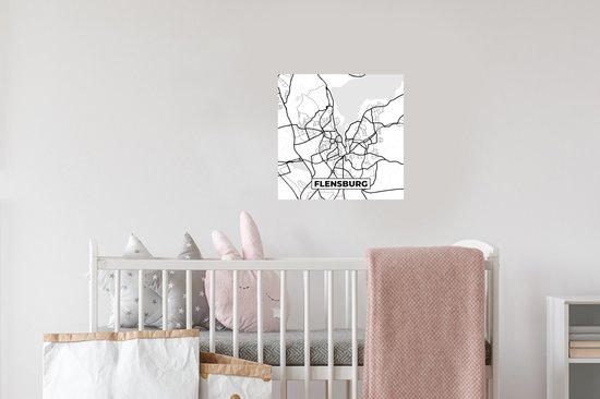 Stickers muraux - Flensbourg - Carte - Carte - Plan de la ville - 30x30 cm - Feuille adhésive