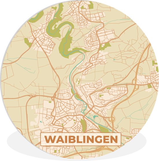 Waiblingen Map Wall Circle - Wall Circle Indoor - Waiblingen - Map - Map - Vintage ...