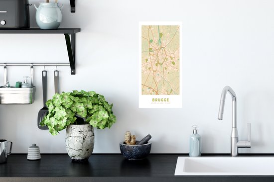 Muurstickers - Sticker Folie - Brugge - Stadskaart - Plattegrond - Kaart - Brugge - 20x40 cm - Plakfolie - Muurstickers Kinderkamer - Zelfklevend Behang - Zelfklevend behangpapier - Stickerfolie