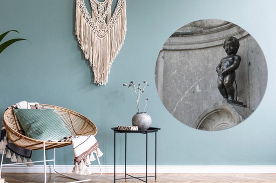 WallCircle - Wandcirkel ⌀ 120 - Mannekn pis in Brussel - Ronde schilderijen woonkamer - Wandbord rond - Muurdecoratie cirkel - Kamer decoratie binnen - Wanddecoratie muurcirkel - Woonaccessoires XXL