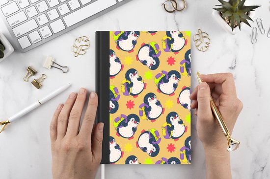Carnet - Carnet d'écriture - Sac à dos - Pingouin - Patrons - Carnet - Format A5 - Bloc-notes