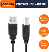 Powteq - 25 cm premium USB 2.0 kabel - USB A naar USB B - Printerkabel