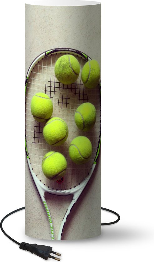 Lampe Tennis - Raquette de tennis avec de nombreuses balles de tennis - 50  cm de haut... | bol.com