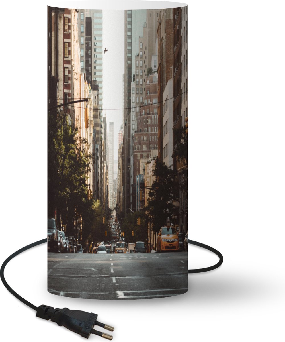 Lamp - Nachtlampje - Tafellamp slaapkamer - Straat in New York - 33 cm hoog - Ø15.9 cm - Inclusief LED lamp