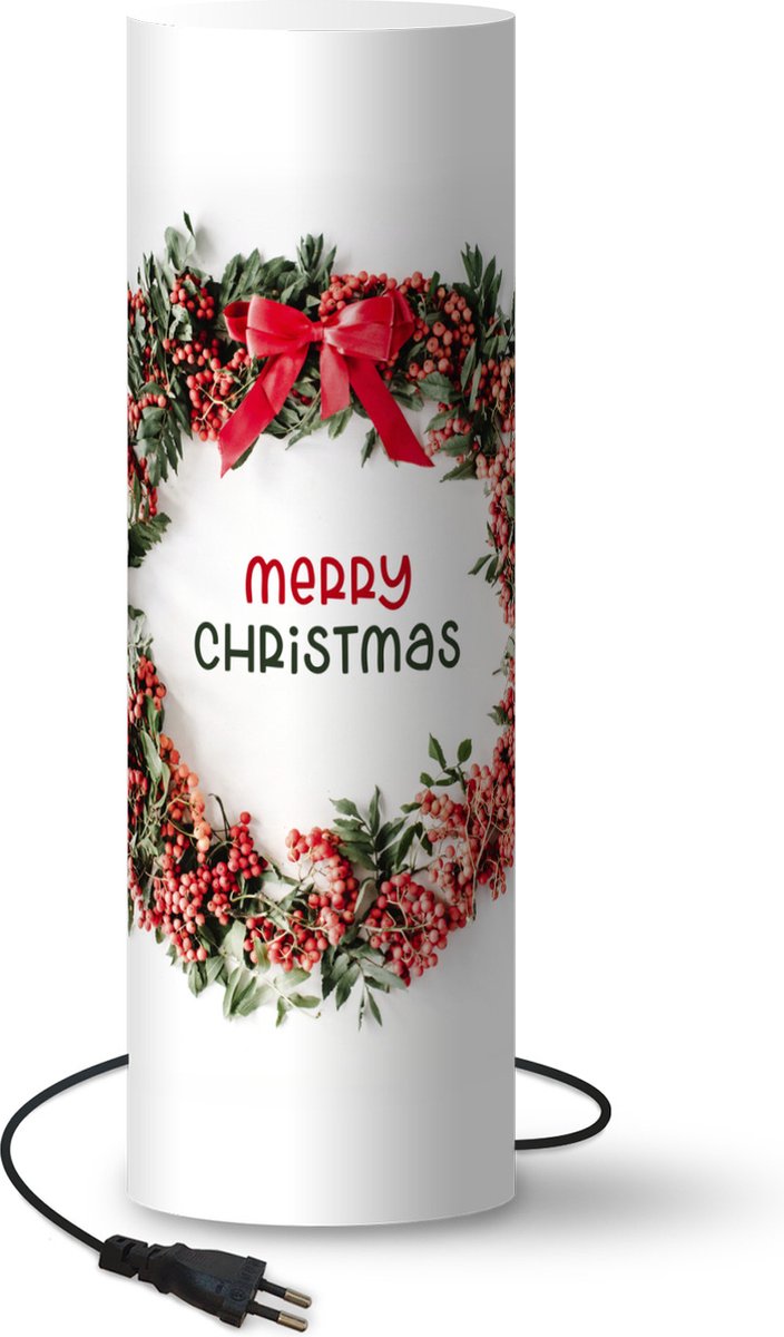 Lamp - Nachtlampje - Tafellamp slaapkamer - Winter - Krans - Mistletoe - 70 cm hoog - Ø22.3 cm - Inclusief LED lamp