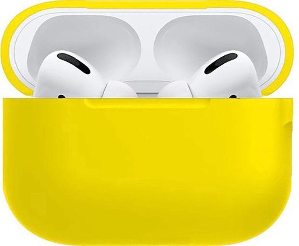 Jumada's Apple Airpods hoesje - Airpods Pro - Softcase - Geel - Beschermhoesje - Kunststof