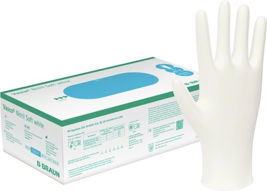 B. Braun Vasco Nitrile Soft – Witte wegwerphandschoenen – Medische handschoenen – Nitrile – Premium kwaliteit – Onderzoekshandschoen – Poedervrij -…